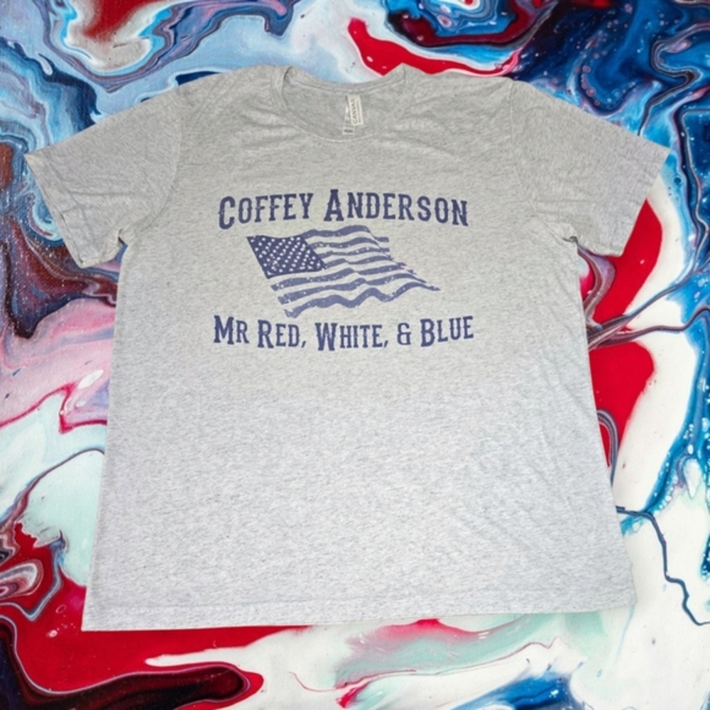 Unisex Coffey Anderson Mr. Red White & Blue Country Music Tee Heather Grey L